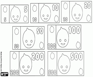 The seven banknotes, Bank of Pypus coloring page
