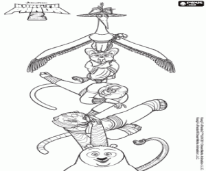 The seven Kung Fu masters coloring page