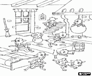 The seven little goats scared coloring page