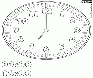 Seven o'clock on the clock coloring page