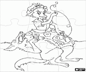 Sew the belly of the Wolf puzzle coloring page