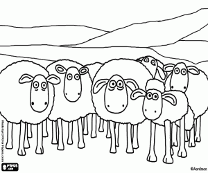 Shaun the sheep and its flock coloring page