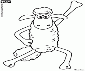 Shaun, a sheep doing gymnastics coloring page