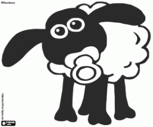 The sheep Timmy with the pacifier coloring page