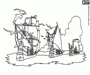 The ships near the coast coloring page