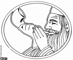 Shofar, a Jewish instrument coloring page