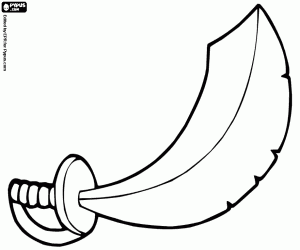 A short curved saber coloring page