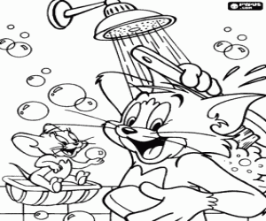The shower of Tom and Jerry coloring page
