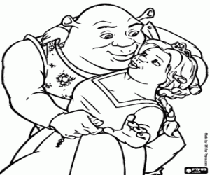 Shrek and Fiona coloring page
