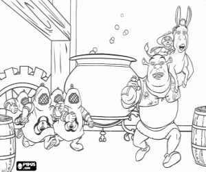 Shrek and his friends on the run coloring page