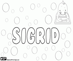 Sigrid, scandinavian name coloring page