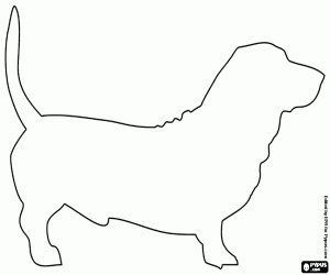 Silhouette of a Basset hound dog coloring page