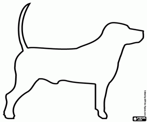Silhouette of a Beagle dog coloring page