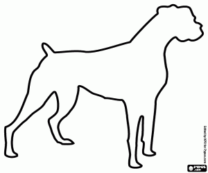 Silhouette of a boxer dog coloring page