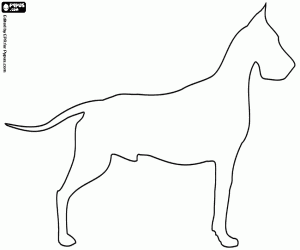 Silhouette of a Great Dane dog coloring page
