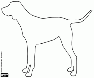 The silhouette of a large dog coloring page