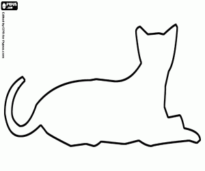 Silhouette of a lying cat coloring page