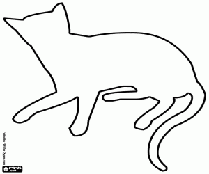 Silhouette of a quiet cat coloring page