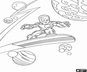 Silver Surfer through the space coloring page
