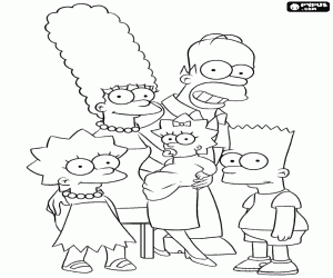 The Simpsons, a family portrait coloring page