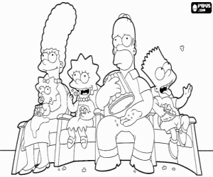The Simpsons watching television coloring page