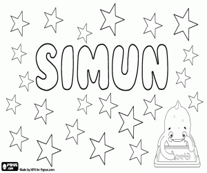 Simun, name for boy coloring page