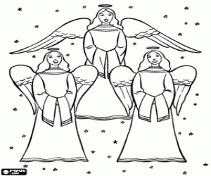 The sing of Christmas angels coloring page