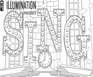 Sing, the luminous sign coloring page