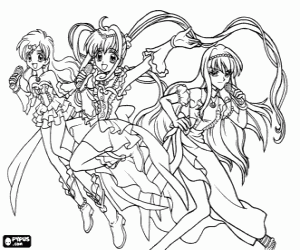 The singers Luchia, Hanon and Lina coloring page