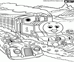 Sir Hatt next to Thomas the train coloring page