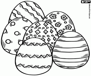 Six Easter eggs coloring page