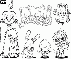 The six Moshi Monsters coloring page