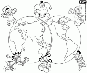 Six people lost in the world coloring page