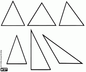 Six types of triangles coloring page
