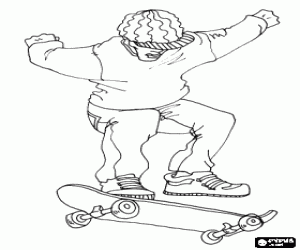 The skater with the skateboard coloring page