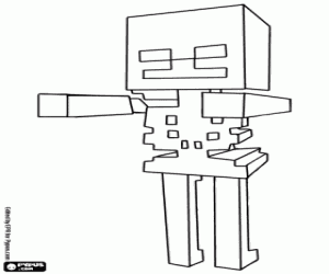Skeleton, creature of Minecraft coloring page