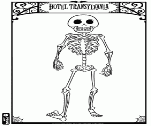 Skeleton at the hotel Transylvania coloring page