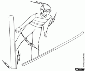 A ski jumper in the jump coloring page