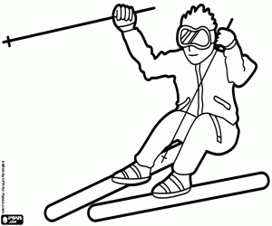 Ski on virgin snow coloring page
