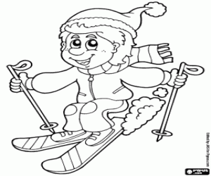 Skier coloring page