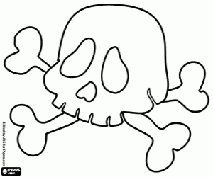 Skull with bones for Halloween coloring page