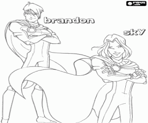Sky and Brandon, Winx Club coloring page