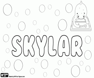 Skylar, unisex name in English coloring page