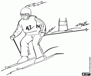 Slalom, Alpine skiing coloring page