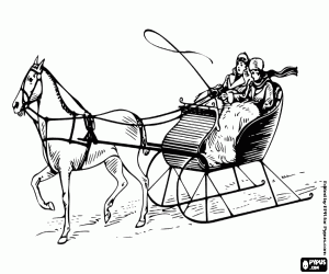 A sled with a horse coloring page