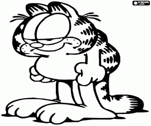 The sleepy face of Garfield coloring page