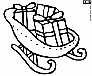 Sleigh filled with Christmas gifts coloring page