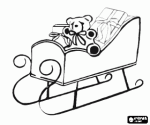 Sleigh full of Christmas presents coloring page