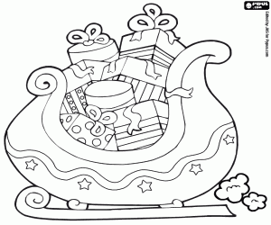 Sleigh with gifts of Christmas coloring page