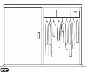 A sliding-door wardrobe coloring page